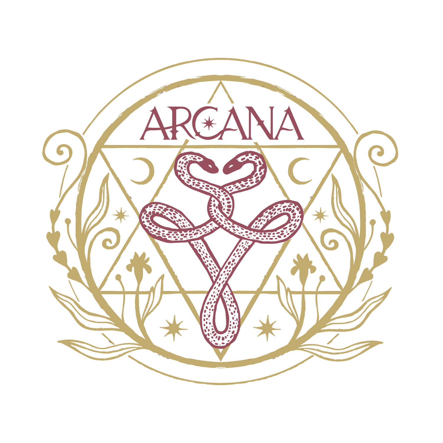 ARCANA emblem: the two snakes within the triangle